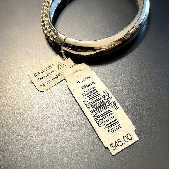 2028 Crystal Silver Tone Hinged Bracelet (NWT) - Picture 4 of 6